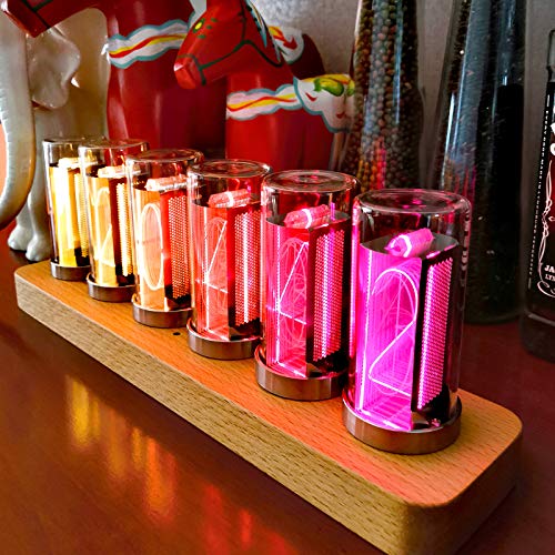 LED Nixie Uhr,Digital Tube Clock,Nixie Tube Uhr Mehrere,LED-Uhr,Nixie Tube Clock, Timer,Kalender,Doppeltes LED-Material,USB TypC für Liebhaber, Freund, Weihnachten, Geburtstag von TWSOUL