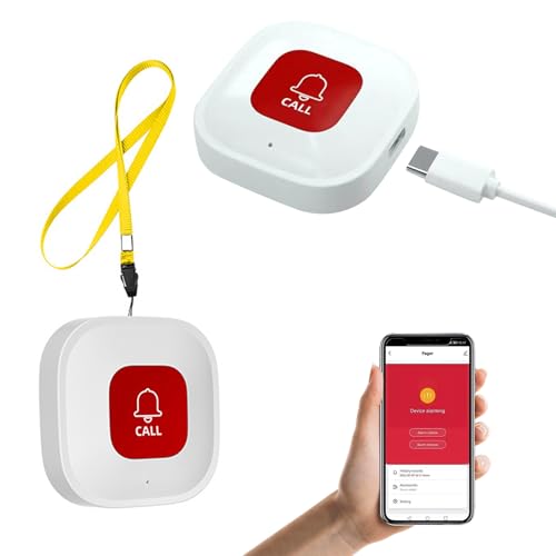 Notrufknopf für Senioren Notruf Kabellos Notfallknopf,Hausnotruf intern,Kompatibel mit Tuya Smart/Smart Life,(Unterstützt Wi-Fi 2.4GHz) WiFi Smart SOS Funkalarm Set (1Sender) von TWSOUL