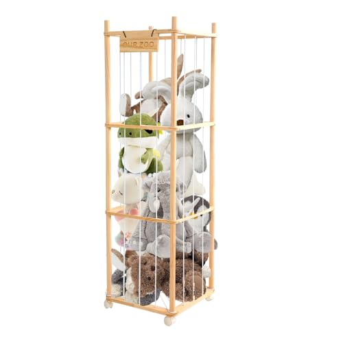 Plüschtier Lagerung,Holz Kuscheltier Aufbewahrung Stofftier Mit 360°Bremse-Ausgestattete Räder,138 *41*41cm,Platz Sparen Dreistufige Vertikale Zoo Halter stehend für Spielzimmer, Kinderzimmer Plüschtier Lagerung,Holz Kuscheltier Aufbewahrung Stofftier Mit 360°Bremse-Ausgestattete Räder,138 *41*41cm,Platz Sparen Dreistufige Vertikale Zoo Halter stehend für Spielzimmer, Kinderzimmer von TWSOUL