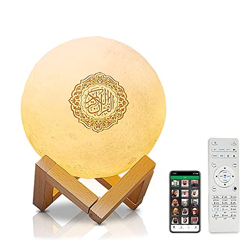 Qur'an Mond Lampe, Smart Touch Bluetooth Lautsprecher 3D Mondlicht Nachtlicht, 7 Farben LED Lampe Speaker, Nachtlampe Farbwechsel Nachttischlampe Tischlampe von TWSOUL