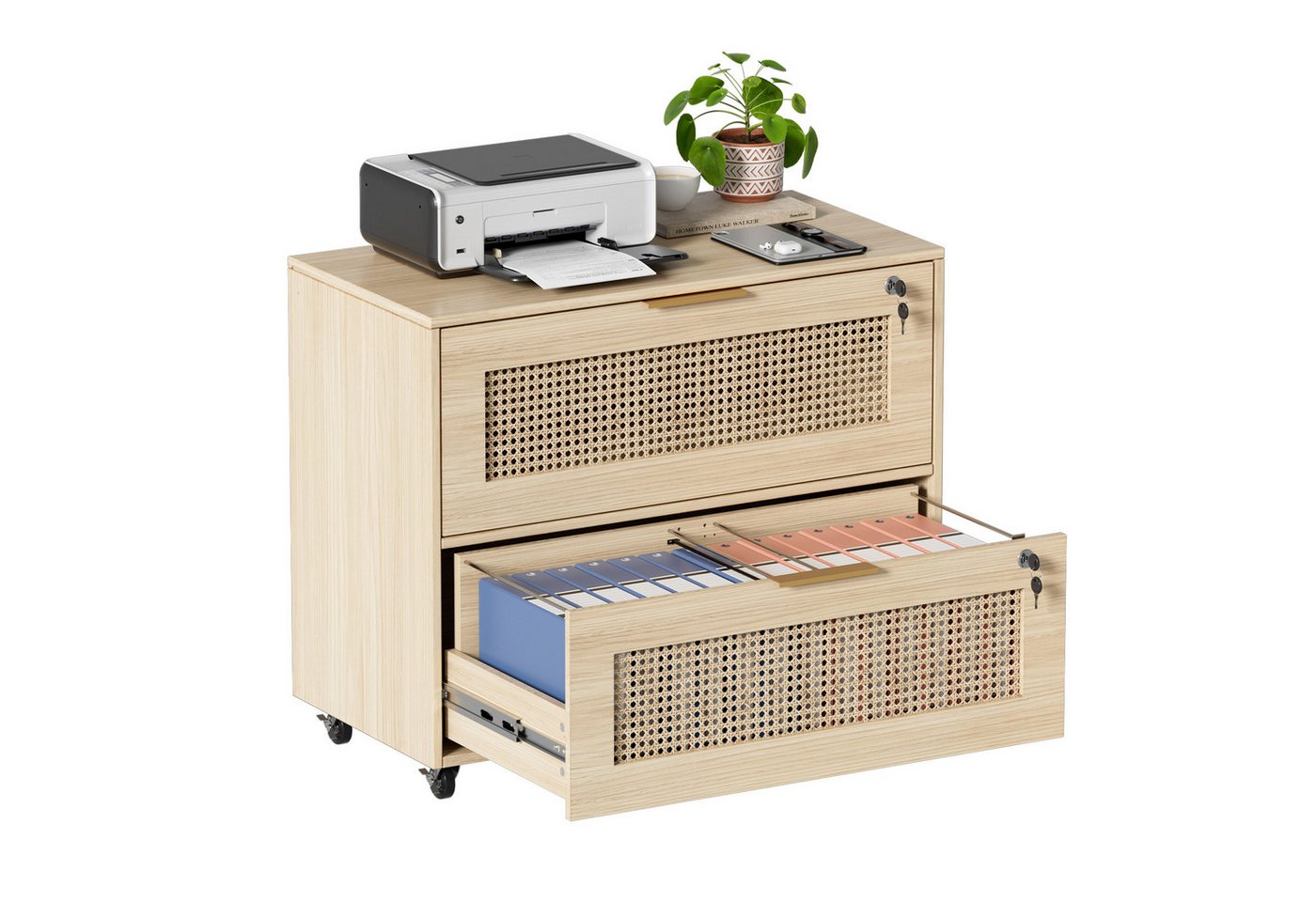 TWSOUL Aktenschrank Rollcontainer verstellbarem Büroschrank Schubladen Schloss 79*67.5CM von TWSOUL