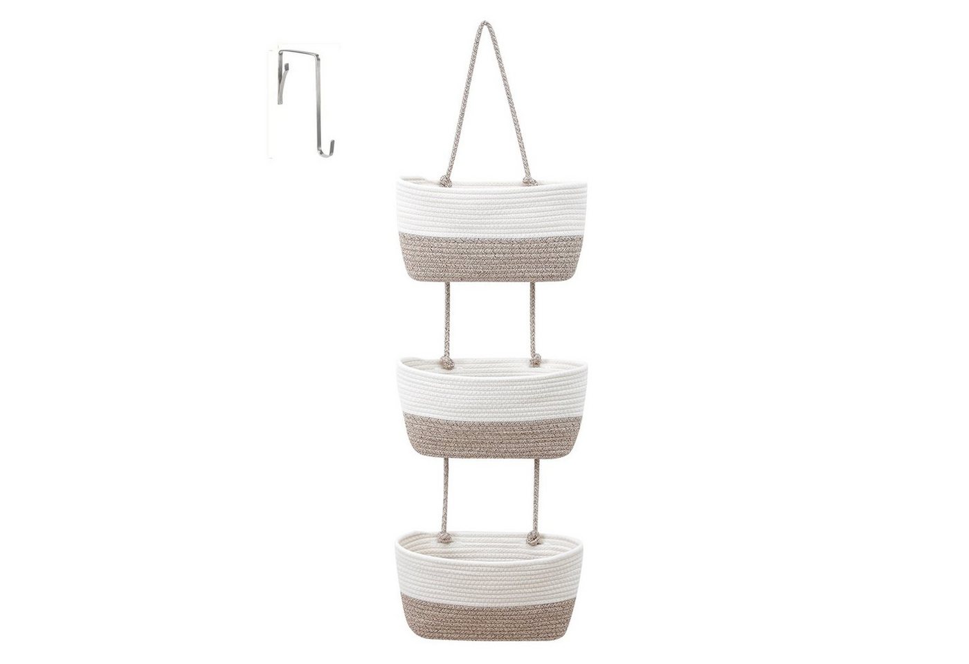 TWSOUL Aufbewahrungsbox Wandablagekorb aus 3-lagigem Baumwollseil geflochten, Leinen mit Haken TWSOUL Aufbewahrungsbox Wandablagekorb aus 3-lagigem Baumwollseil geflochten, Leinen mit Haken von TWSOUL