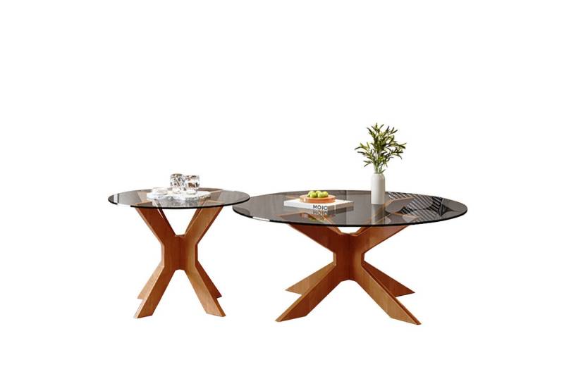 TWSOUL Couchtisch 2-teiliges Set Couchtisch,Tischplatte aus Glas, 80cm+50cm von TWSOUL