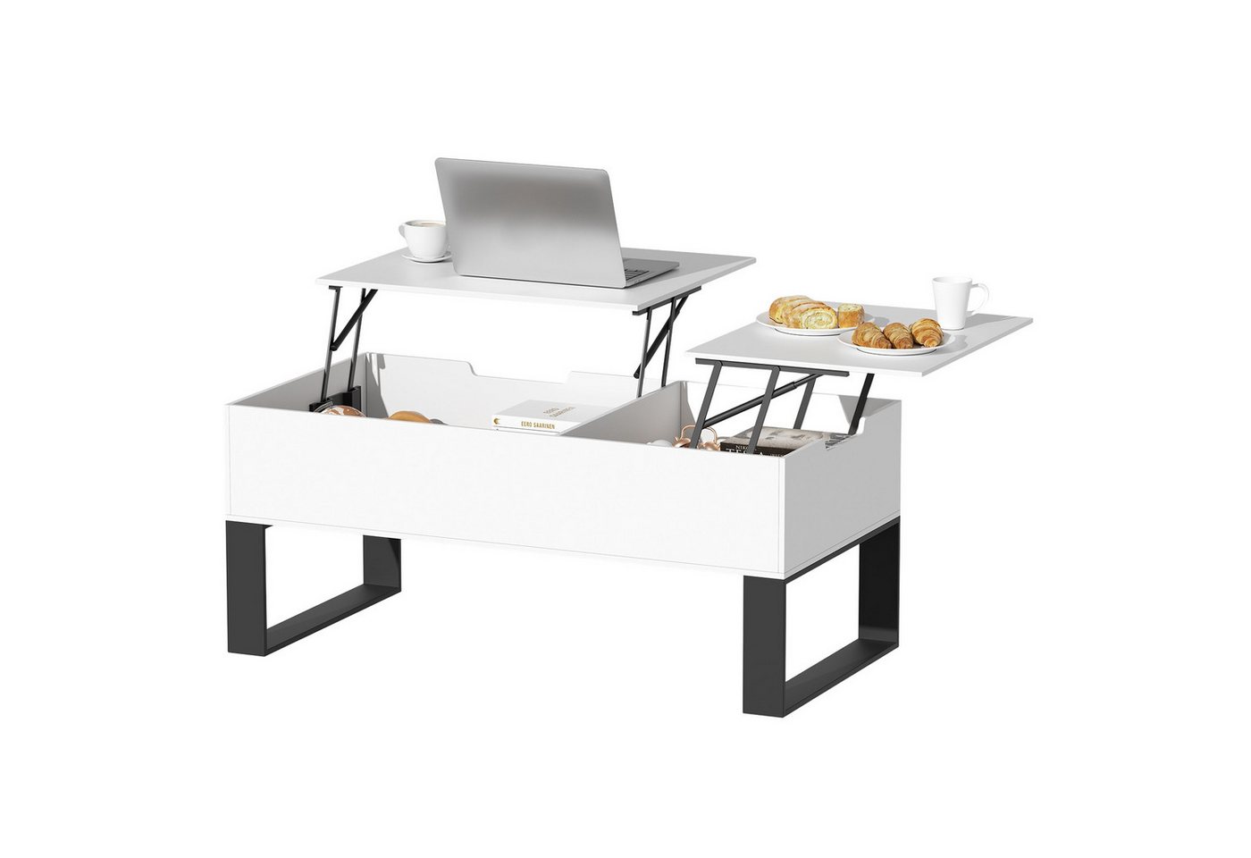 TWSOUL Couchtisch Höhenverstellbarer Couchtisch,Multifunktionaler Couchtisch Weiß von TWSOUL