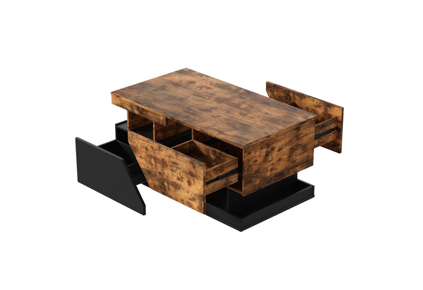 TWSOUL Couchtisch Moderner Couchtisch mit LED-Beleuchtung,Wohnzimmertisch mit RGB-Licht, Schubladen & großem Stauraum,90*50*43cm von TWSOUL