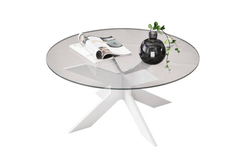 TWSOUL Couchtisch Moderner runder Couchtisch mit gehärteter Glasplatte, X-Struktur-Design,40cm*80cm von TWSOUL