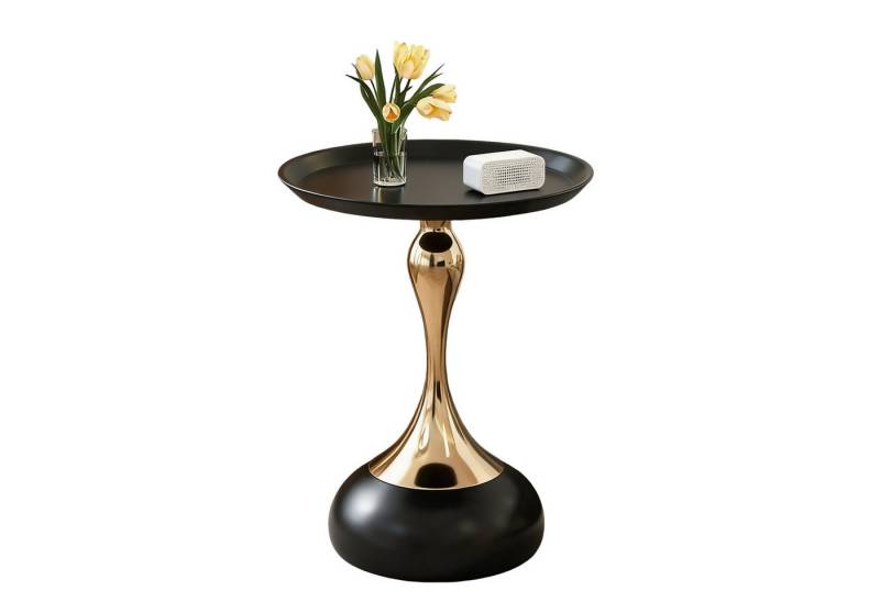 TWSOUL Couchtisch Runder Beistelltisch Metall Vintage Nachttisch Kaffeetisch, 55*40cm, für Wohnzimmer Schlafzimmer Balkon, weiß/schwarz von TWSOUL