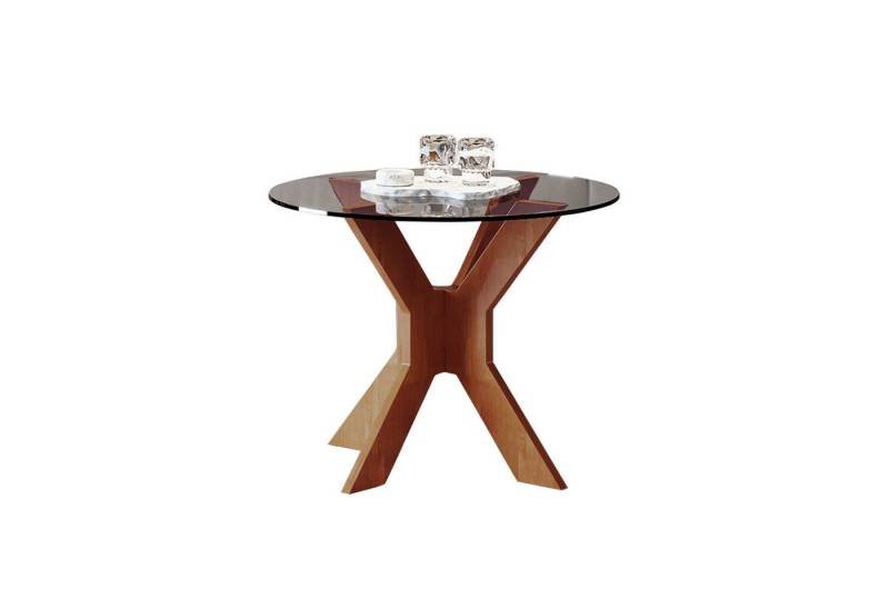 TWSOUL Couchtisch Runder Couchtisch, Glasplatte, Durchmesser 50cm (Ein Tisch), X-Struktur-Design von TWSOUL