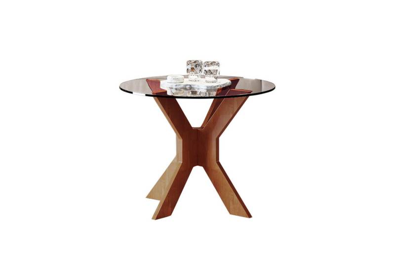 TWSOUL Couchtisch Runder Couchtisch, Glasplatte, Durchmesser 50cm (Ein Tisch), X-Struktur-Design von TWSOUL