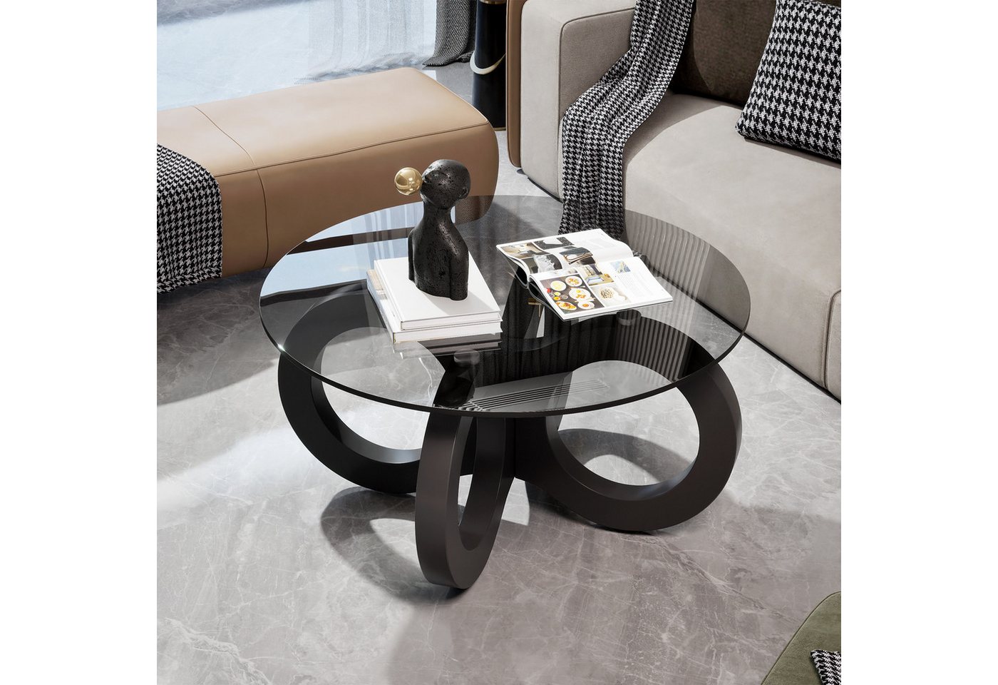 TWSOUL Couchtisch Runder mit Glasplatte Gehärtetes Sicherheitsglas & Massivholz-Gestell, Wohnzimmertisch Beistelltisch Stilvolles Design für Wohnzimmer TWSOUL Couchtisch Runder mit Glasplatte Gehärtetes Sicherheitsglas & Massivholz-Gestell, Wohnzimmertisch Beistelltisch Stilvolles Design für Wohnzimmer von TWSOUL