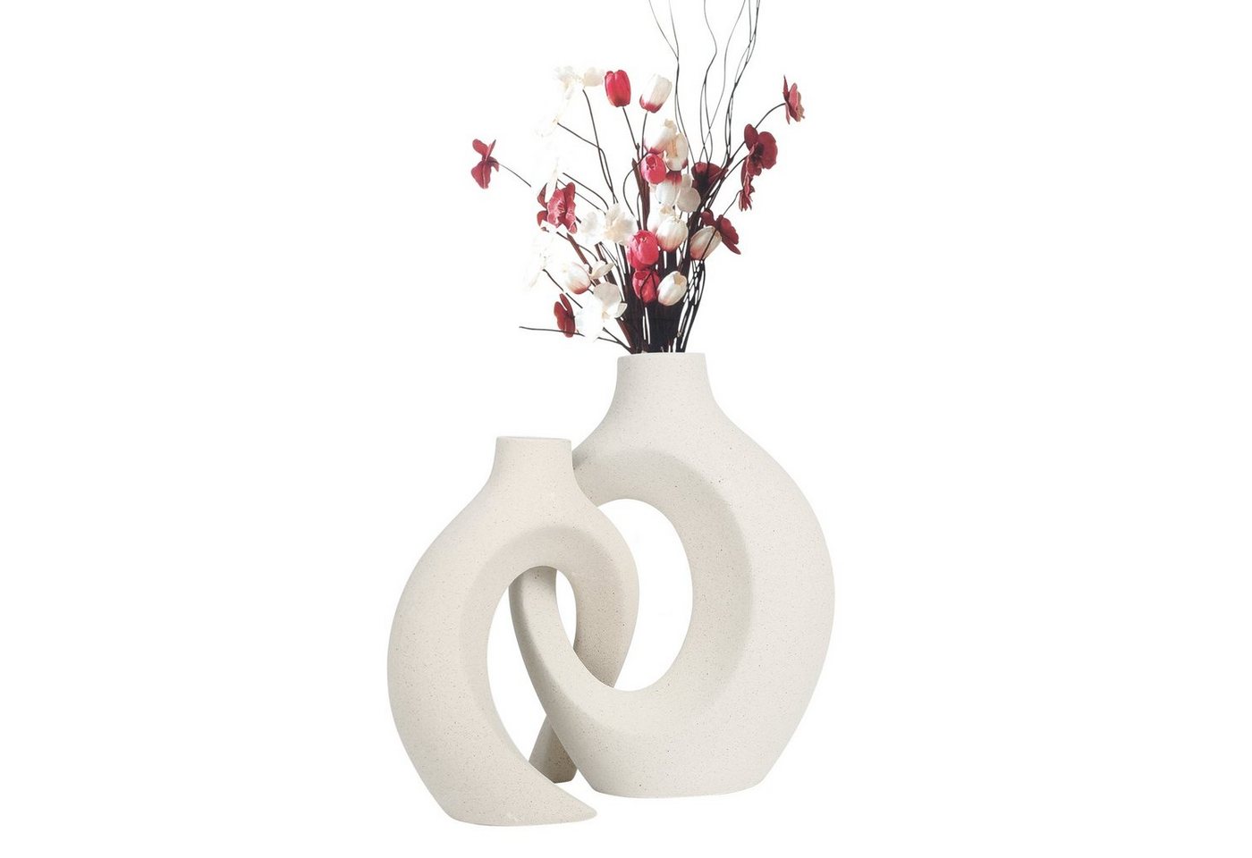 TWSOUL Dekovase Keramisches Vasen-Set im europäischen Stil in Weiß, Keramik von TWSOUL