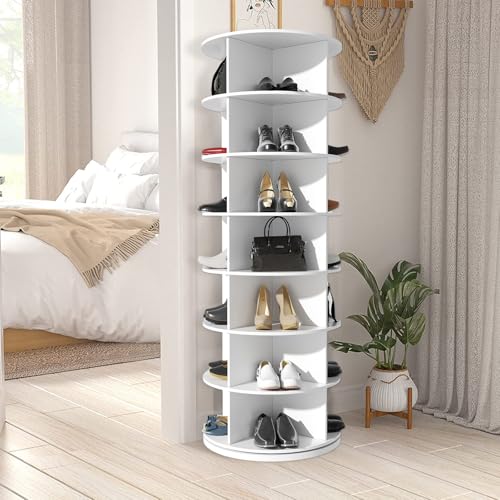 TWSOUL Drehbares Schuhregal mit 7 Ebenen, 360-Grad Drehbarer Schuhschrank Hoch Runder Schuhorganizer Schuhschrank-Organisation Weiß für Schuhe und Handtaschen TWSOUL Drehbares Schuhregal mit 7 Ebenen, 360-Grad Drehbarer Schuhschrank Hoch Runder Schuhorganizer Schuhschrank-Organisation Weiß für Schuhe und Handtaschen von TWSOUL
