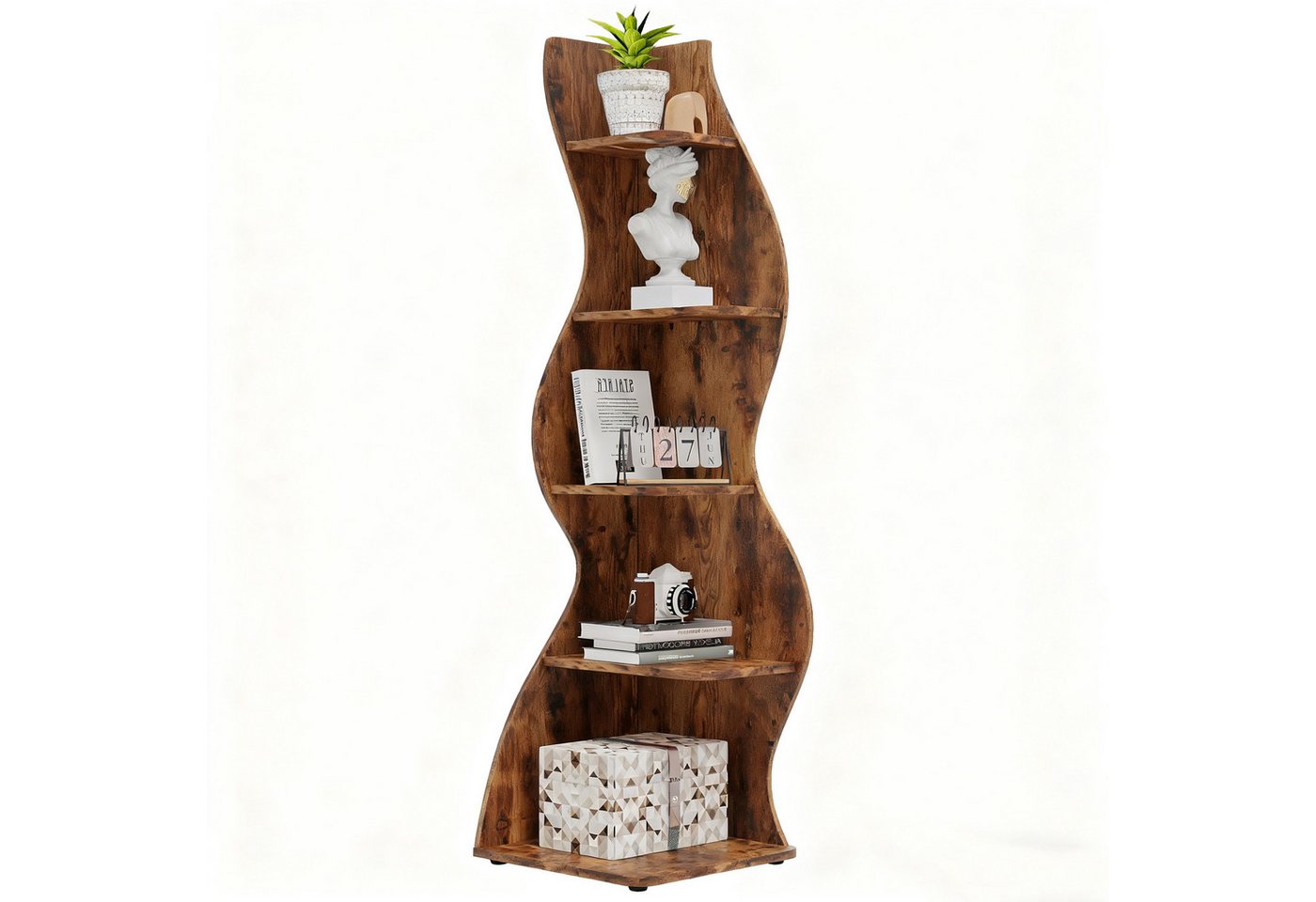 TWSOUL Eckregal Modernes 5-stöckiges Eckregal,Wellenförmiges Bücherregal, 177cm*50cm*48cm TWSOUL Eckregal Modernes 5-stöckiges Eckregal,Wellenförmiges Bücherregal, 177cm*50cm*48cm von TWSOUL