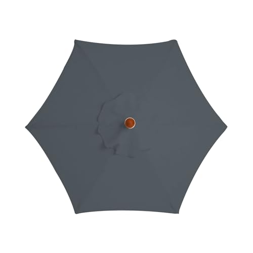 TWSOUL Ersatz-Sonnenschirm-Stoffbezug, 2.7m 6 Rippen Sonnenschirm Ersatz Baldachin Abdeckung, Anti-Ultraviolett Patio Umbrella Cloth Cover (Grau, 2.7m / 6 Rippen) von TWSOUL