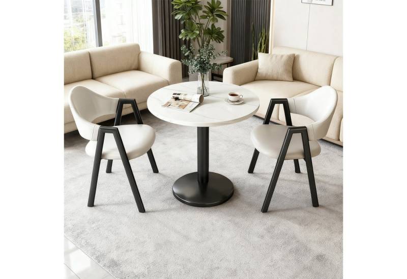 TWSOUL Essgruppe Esstisch mit 2 Stühlen,Esszimmertisch für 2 Personen, 60×60×74 cm, Schwarz/Weiß,Modernes Design von TWSOUL