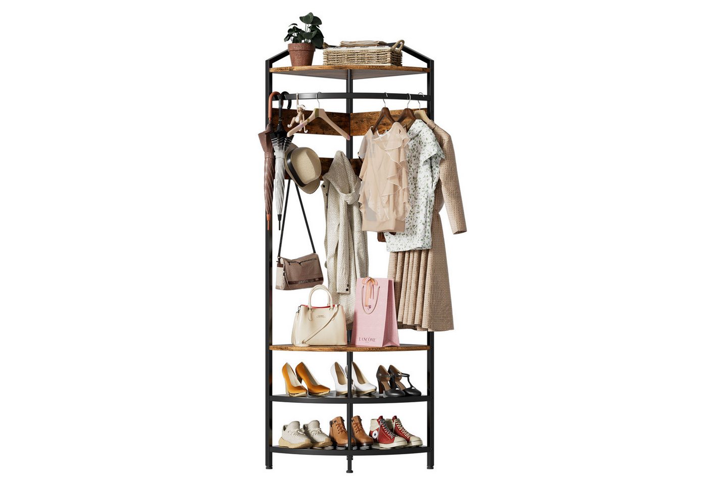 TWSOUL Garderobenständer 3 in 1 Eck Kleiderständer & Sitzbank & Schuhregal, mit Ablage Haken, Metall-Eckgarderobe Rutschfester Kleiderstange, 181cm bis 150KG TWSOUL Garderobenständer 3 in 1 Eck Kleiderständer & Sitzbank & Schuhregal, mit Ablage Haken, Metall-Eckgarderobe Rutschfester Kleiderstange, 181cm bis 150KG von TWSOUL