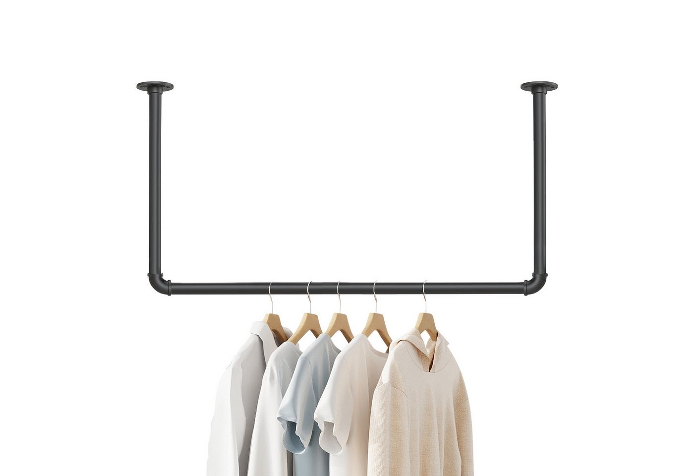 TWSOUL Garderobenstange Kleiderstange Rundes Rohrdesign - Wand- & Deckenmontage Metall 80*60cm, bis 40kg für Flur, Schlafzimmer, Geschäft Offene Garderobe- Rostfrei TWSOUL Garderobenstange Kleiderstange Rundes Rohrdesign - Wand- & Deckenmontage Metall 80*60cm, bis 40kg für Flur, Schlafzimmer, Geschäft Offene Garderobe- Rostfrei von TWSOUL