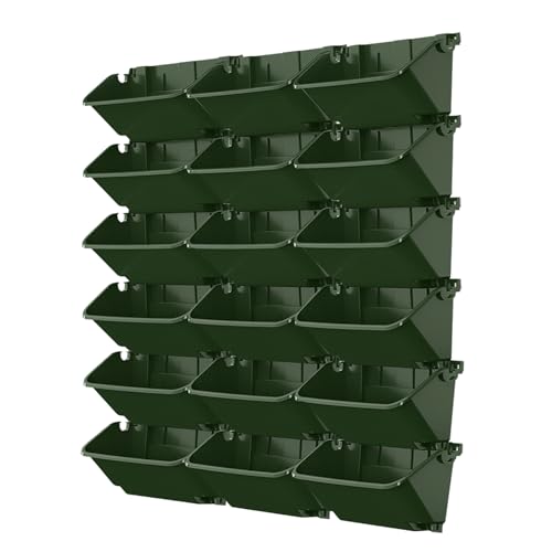 TWSOUL Hängende vertikale Wand Pflanze, 18 Taschen Selbstbewässernder Wandpflanzer, Stapelbarer Vertikale Pflanzenwand Blumentöpfe für Gartenbalkon-Außendekorationen (18 Stück-Grün) von TWSOUL