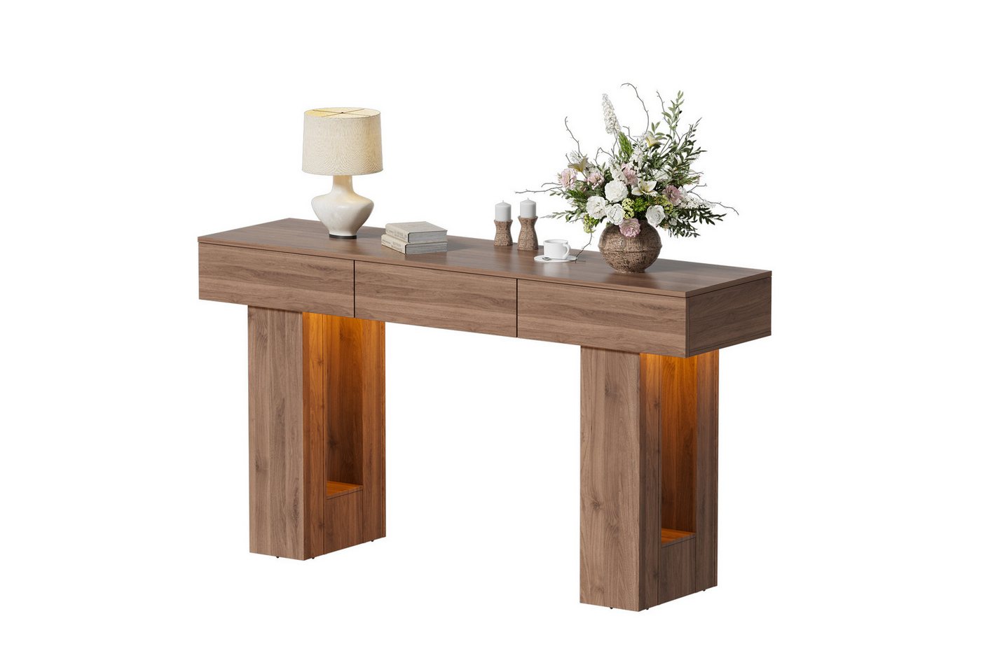 TWSOUL Konsolentisch 140cm Beistelltisch Flurtisch Sofatisch mit 3 Schubladen & LED, für Eingang, Flur, Wohnzimmer, Eicheoptik TWSOUL Konsolentisch 140cm Beistelltisch Flurtisch Sofatisch mit 3 Schubladen & LED, für Eingang, Flur, Wohnzimmer, Eicheoptik von TWSOUL