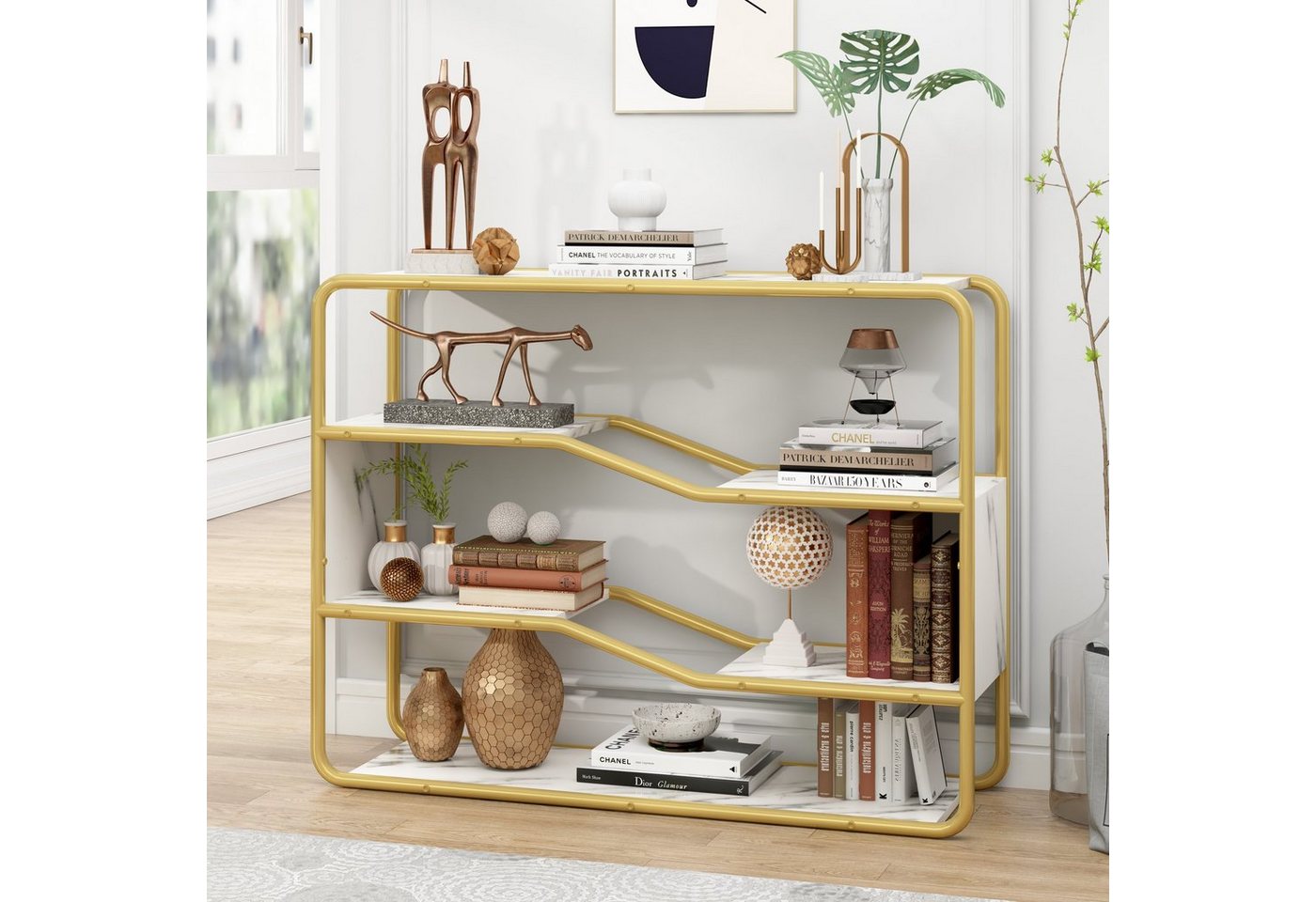 TWSOUL Konsolentisch Vitrine, 100cm*30cm*78cm (L*B*H), Gewichtskapazität 70kgMaterial Eisen+Mdf von TWSOUL