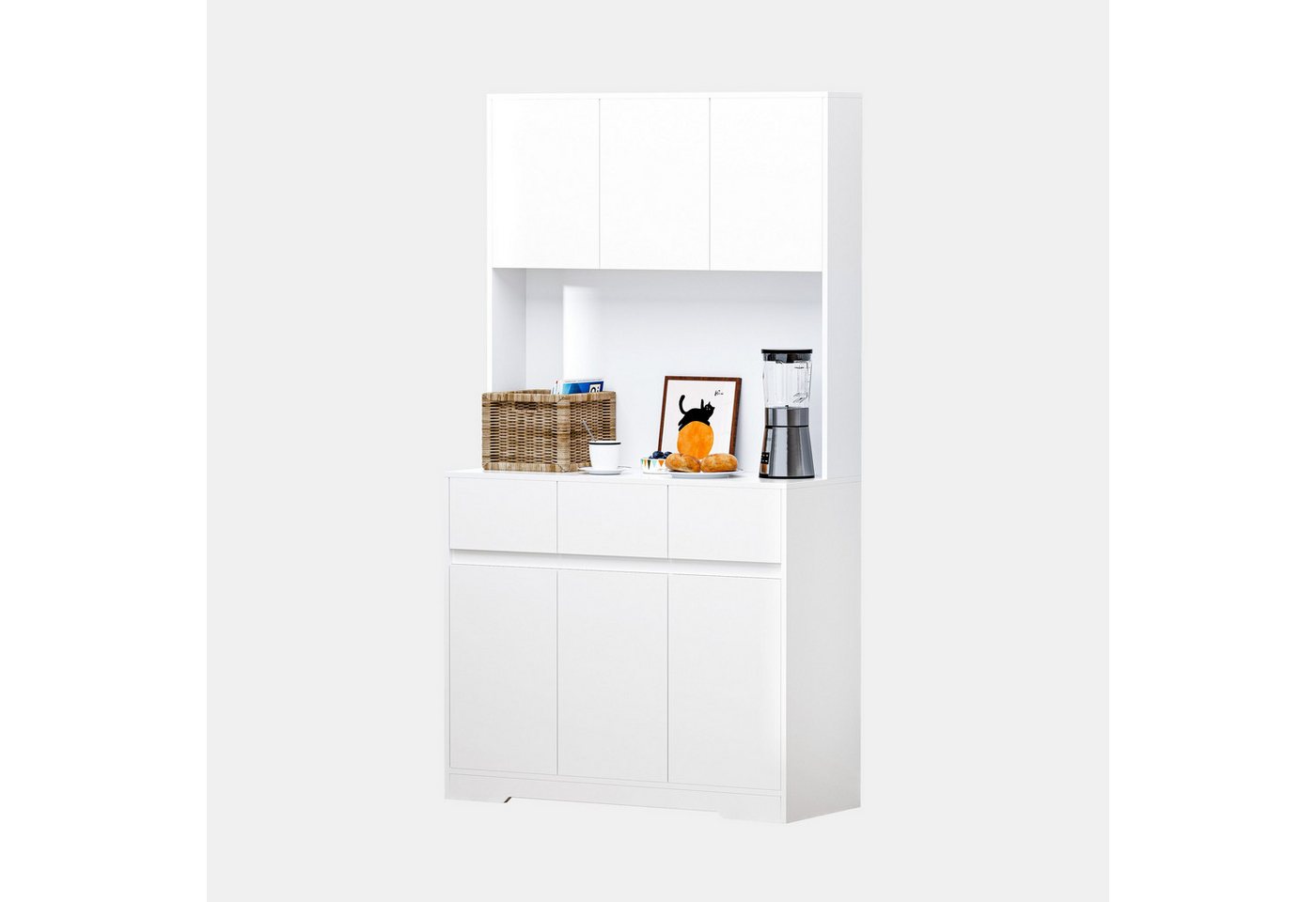 TWSOUL Küchenbuffet Küchenschrank mit Arbeitsplatte,LED,Steckdose,100 * 38,5 * 170 cm,weiß von TWSOUL