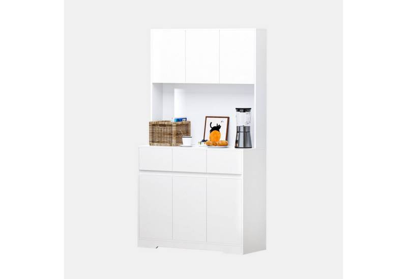 TWSOUL Küchenbuffet Küchenschrank mit Arbeitsplatte,LED,Steckdose,100 * 38,5 * 170 cm,weiß von TWSOUL