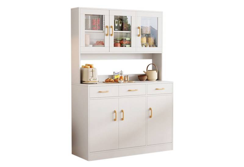TWSOUL Küchenbuffet Modernes Sideboard,Anrichte,Große Kapazität Kommode mit drei Schubladen und drei Türen,100*30*172CM von TWSOUL
