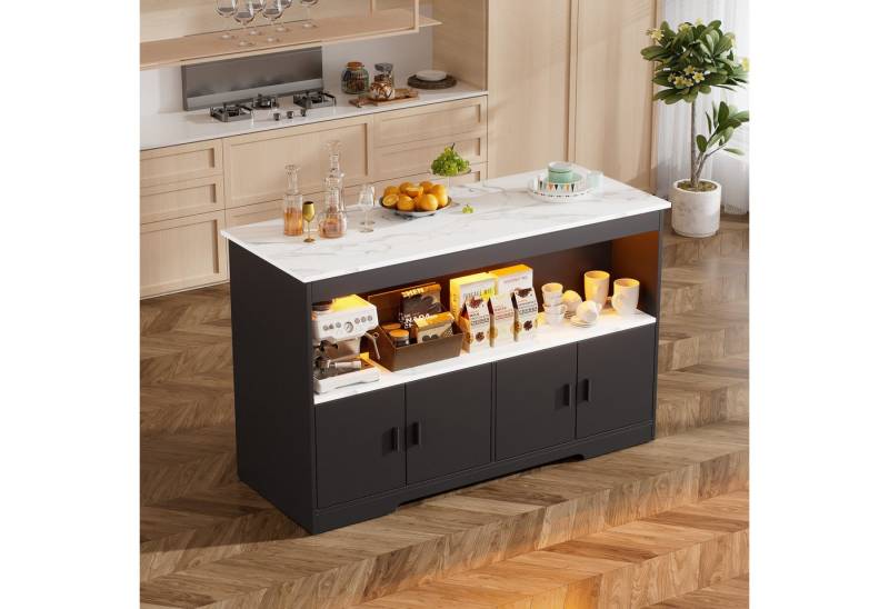TWSOUL Kücheninsel Moderne Kücheninsel mit LED-Beleuchtung,Sitzbereich& Stauraum, Moderner Bartisch in Marmoroptik,110 cm breit TWSOUL Kücheninsel Moderne Kücheninsel mit LED-Beleuchtung,Sitzbereich& Stauraum, Moderner Bartisch in Marmoroptik,110 cm breit von TWSOUL