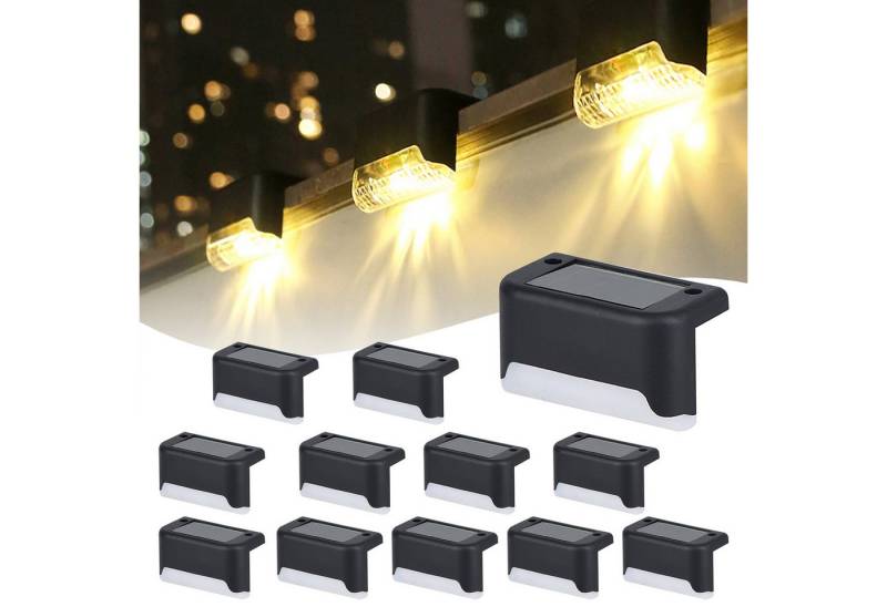 TWSOUL LED Solarleuchte 12 st, Outdoor Solar Schritt Licht Wandleuchten LED, Treppen, Garten, Warmes Licht, wasserdicht, Lichtsensorschalter von TWSOUL