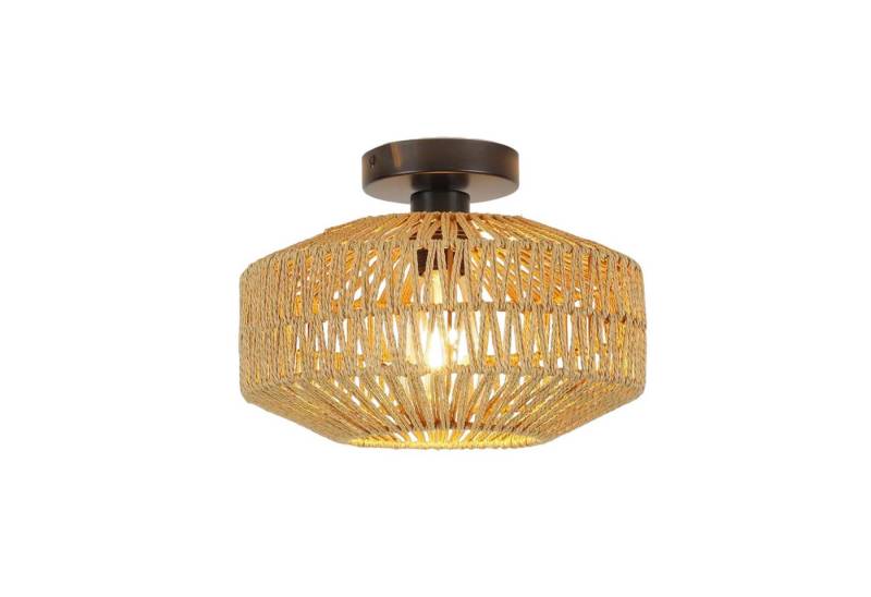 TWSOUL Deckenleuchte Vintage Rattan Lampe Boho Lampenschirm Hängelampe Rustikal, E27 Korb Lampe Schlafzimmer Küche ohne Leuchtmittel von TWSOUL