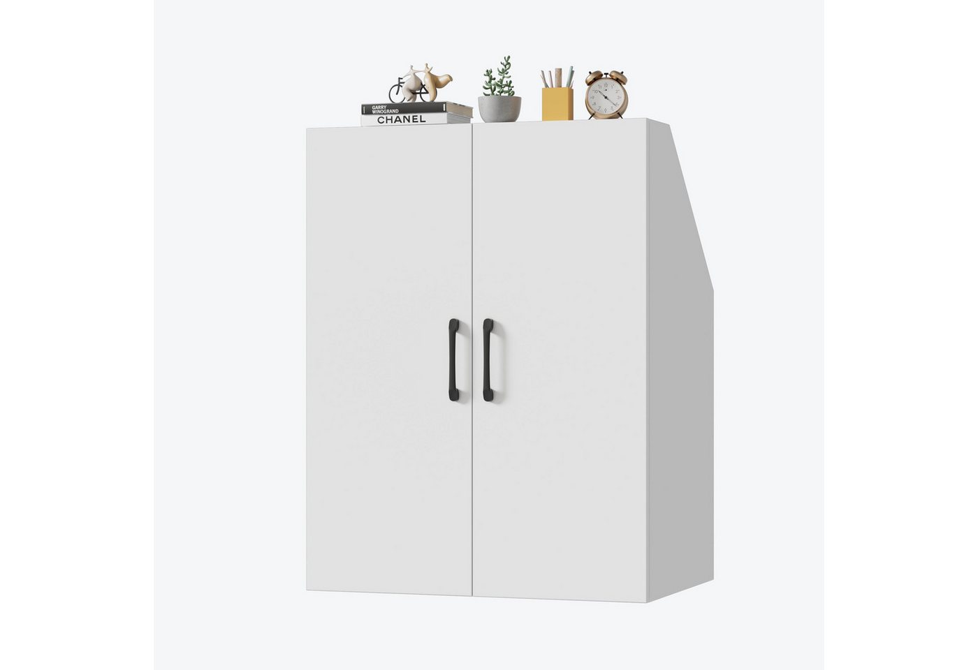 TWSOUL Regal Dachschrägenregal,Dachschrägenschrank mit 2 Türen,Weiß, Stauraumregal mit 4 Fächern für Dachzimmer,80cm*51.5cm*100cm von TWSOUL