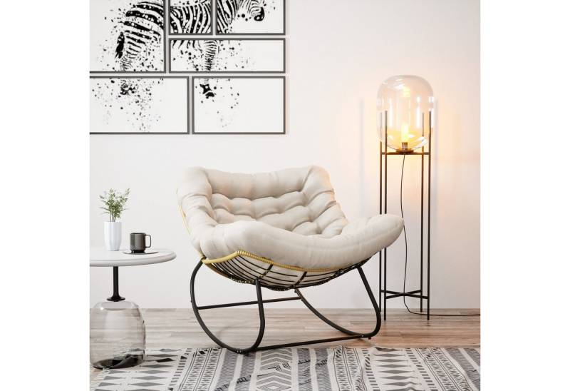 TWSOUL Schaukelsessel Extra dickes gepolstertem, Rattanstuhl Relaxstuhl mit Stahlrahmen, Bis 170kg, Dicke Kissen Balkon Garten Wohnzimmer Schlafzimmer TWSOUL Schaukelsessel Extra dickes gepolstertem, Rattanstuhl Relaxstuhl mit Stahlrahmen, Bis 170kg, Dicke Kissen Balkon Garten Wohnzimmer Schlafzimmer von TWSOUL