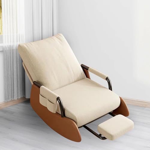 TWSOUL Schaukelstuhl, Schaukelsessel, 3-Fach Verstellbare Rückenlehne, Relaxsessel mit Dehnbare Fußstütze, Lesesessel, Sessel für Schlafzimmer, Wohnzimmer von TWSOUL