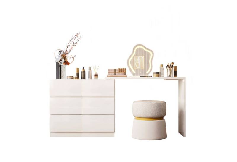 TWSOUL Schminktisch Drehbarer Schminktisch mit 6 Schubladen in Weiß, Multifunktionaler Schmink- und Arbeitstisch für Schlafzimmer oder Büro TWSOUL Schminktisch Drehbarer Schminktisch mit 6 Schubladen in Weiß, Multifunktionaler Schmink- und Arbeitstisch für Schlafzimmer oder Büro von TWSOUL