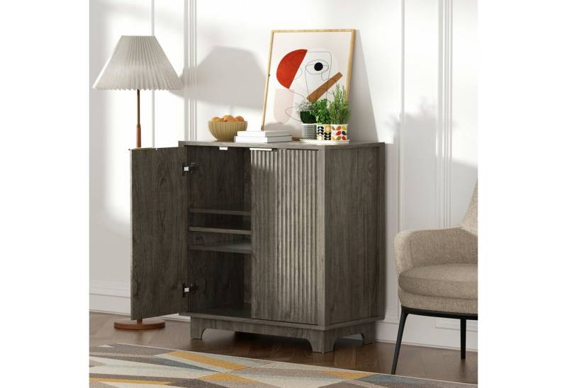 TWSOUL Sideboard Kommode mit Riffelfront,70x39x77cm, mit verstellbaren Regalen von TWSOUL