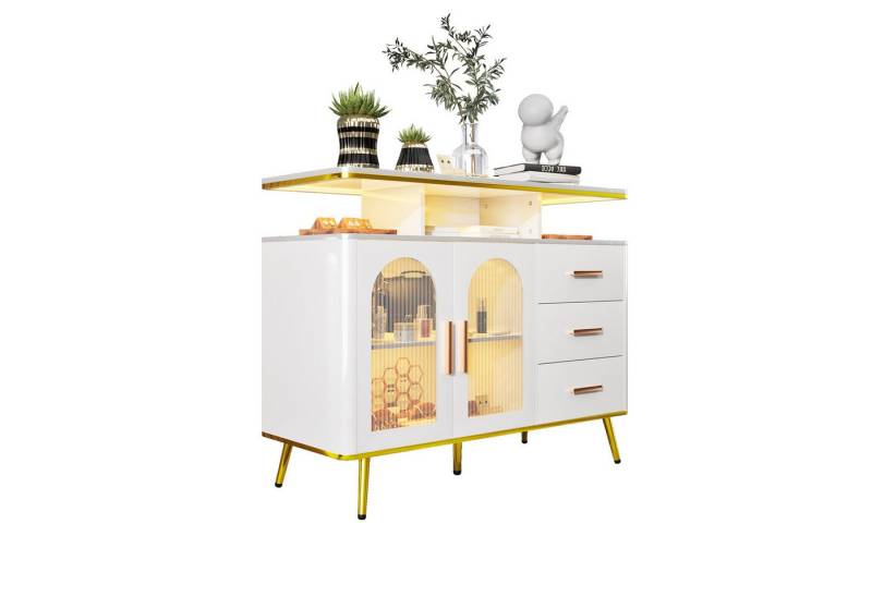TWSOUL Sideboard Küchenschrank Sideboard mit 3 Schubladen und 2 Türen, 100 x 40 x 80 cm von TWSOUL
