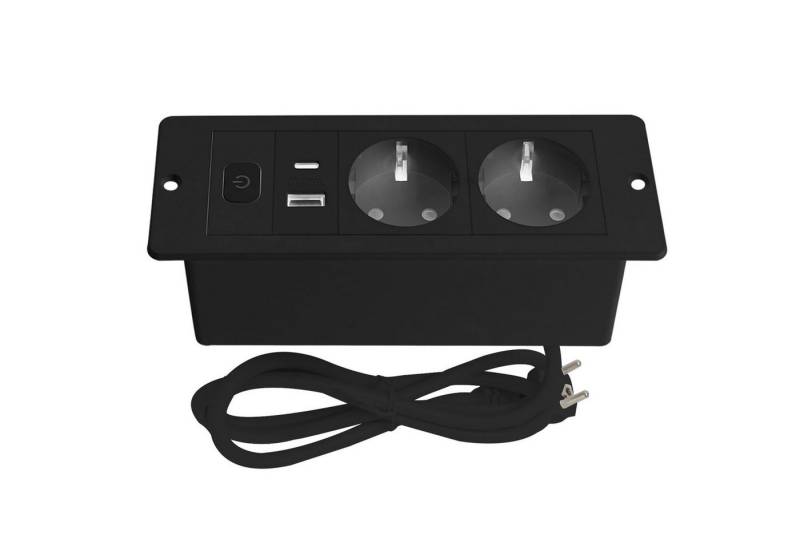 TWSOUL Tischplatte Versenkte Steckdose, 2 Fach Tischsteckdose mit USB & Typ-C Steckdosenleiste (Ein- / Ausschalter, USB-Anschluss) von TWSOUL