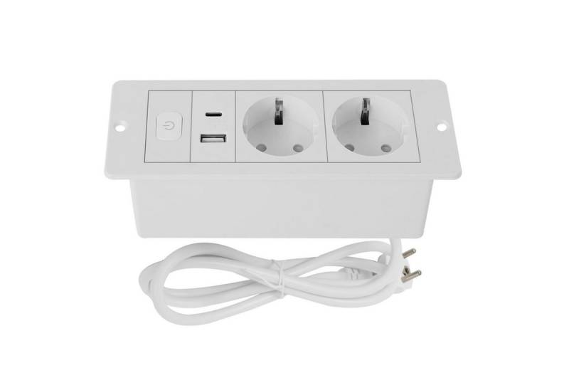 TWSOUL Tischplatte Versenkte Steckdose, 2 Fach Tischsteckdose mit USB & Typ-C Steckdosenleiste (Ein- / Ausschalter, USB-Anschluss) von TWSOUL