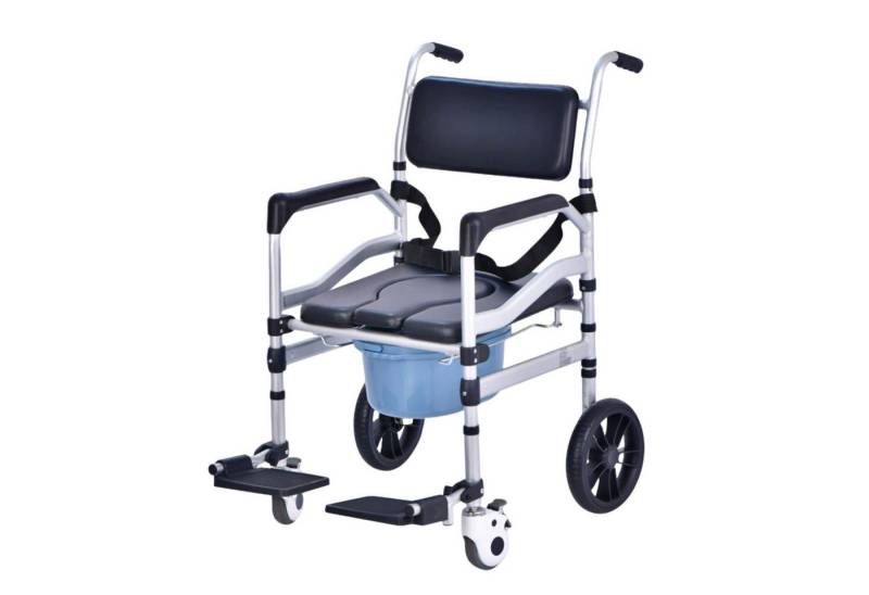 TWSOUL Toiletten-Rollstuhl Höhenverstellbar mit Feststellbaren Rädern Hochklappbaren bis 120kg, Duschstuhl Toilettenrollstuhl für Senioren und eingeschränkte Personen von TWSOUL