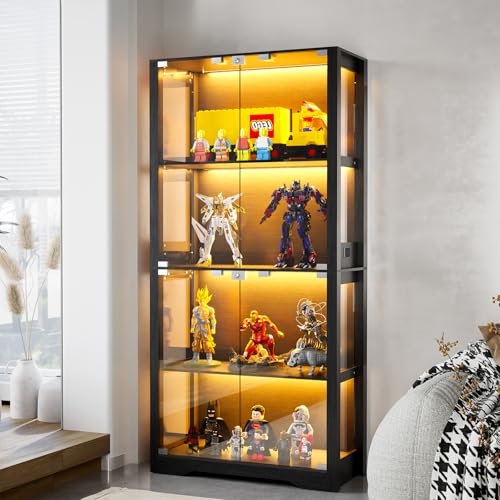 TWSOUL Vitrine mit LED Beleuchtung und Glastüren, 4-Lagen Glasvitrine, Sammlervitrine, Vitrinenschrank mit Intelligente Sensorik, für Sammlerstücke, Bücher, Spielzimmer, Arbeitszimmer TWSOUL Vitrine mit LED Beleuchtung und Glastüren, 4-Lagen Glasvitrine, Sammlervitrine, Vitrinenschrank mit Intelligente Sensorik, für Sammlerstücke, Bücher, Spielzimmer, Arbeitszimmer von TWSOUL