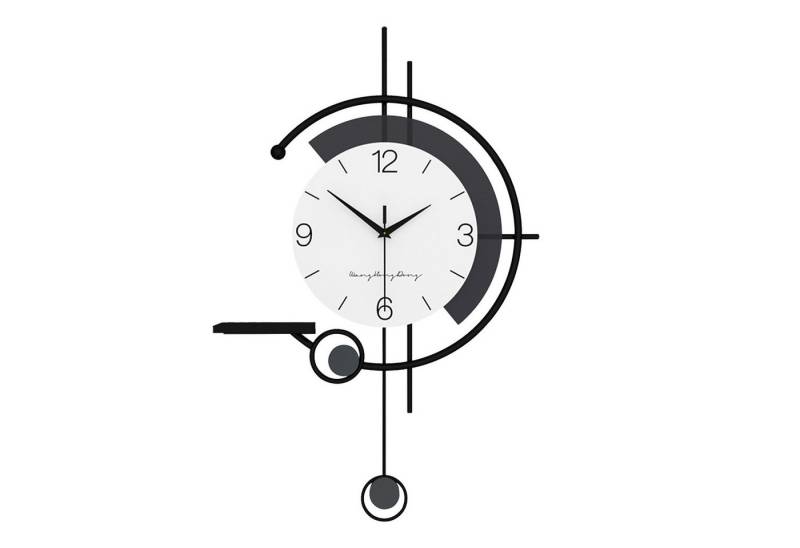 TWSOUL Wanduhr Groß Kreativität Dekorative Wanduhren mit Ablagetisch Metallrahmen (mit Pendel, ohne Tickgeräusche für Wohnzimmer Schlafzimmer Büro Küche) von TWSOUL