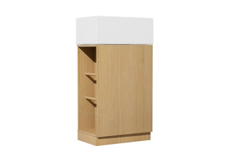 TWSOUL Waschtisch Badmöbel Set Gäste-WC Waschbecken mit Unterschrank & Handtuchhalter, 40*100cm mit Stauraum Waschtischunterschrank weiß & eichefarben TWSOUL Waschtisch Badmöbel Set Gäste-WC Waschbecken mit Unterschrank & Handtuchhalter, 40*100cm mit Stauraum Waschtischunterschrank weiß & eichefarben von TWSOUL