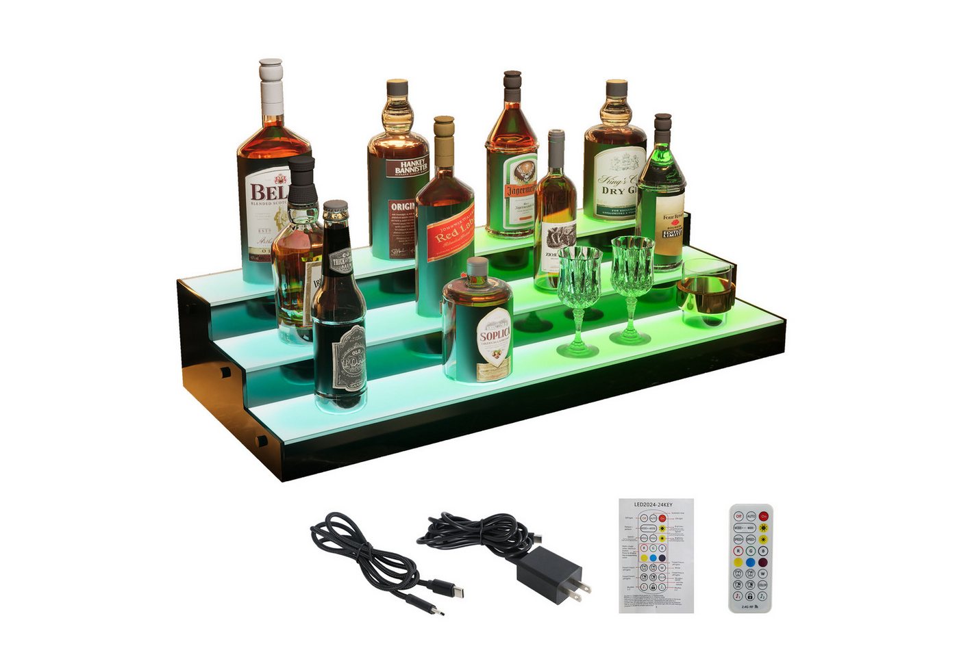 TWSOUL Weinregal LED Flaschenregal mit Beleuchtung, 3-stufiges Acryl Weinregal, Fernbedienung & Farbwechsel – Perfektes Display für Bar,Zuhause TWSOUL Weinregal LED Flaschenregal mit Beleuchtung, 3-stufiges Acryl Weinregal, Fernbedienung & Farbwechsel – Perfektes Display für Bar,Zuhause von TWSOUL