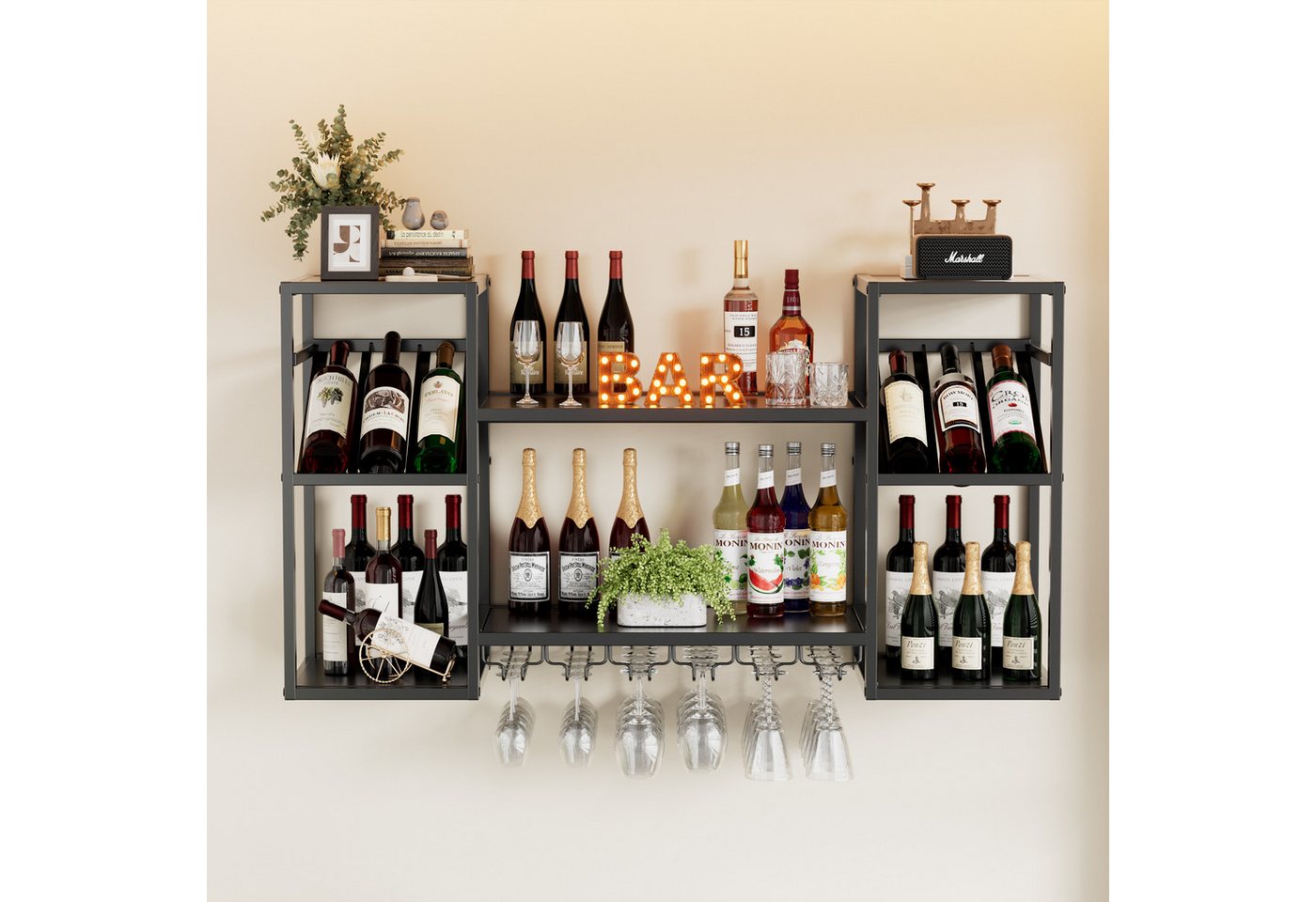 TWSOUL Weinregal Modernes Wand-Weinregal aus Metall mit 3 Ebenen und Glashalter, Modernes Weinregal für Küche, Hausbar & Esszimmer, Schwarz TWSOUL Weinregal Modernes Wand-Weinregal aus Metall mit 3 Ebenen und Glashalter, Modernes Weinregal für Küche, Hausbar & Esszimmer, Schwarz von TWSOUL
