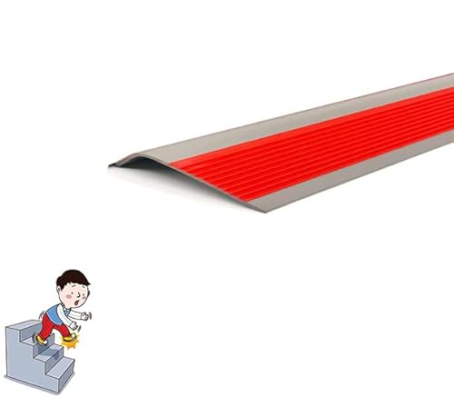 Treppenkantenprofil Selbstklebend 50x25mm, 100cm PVC Treppenkantenprofil, Selbstklebend Winkelprofil Anti-Rutsch Treppenkante (Red) von TWSOUL