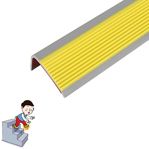 Treppenkantenprofil Selbstklebend 50x25mm, 100cm PVC Treppenkantenprofil, Selbstklebend Winkelprofil Anti-Rutsch Treppenkante (Yellow) von TWSOUL
