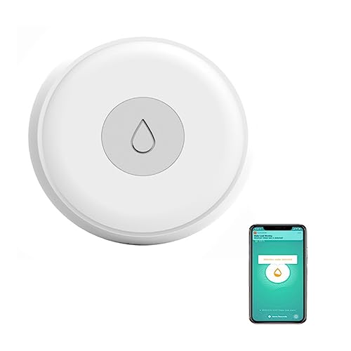 WiFi-Wasserleck-Detektor, Smart WLAN Wassermelder mit Batterie, APP Fernbedienung Wassersensor für Küchen, Keller, Waschbecken, und Pools von TWSOUL