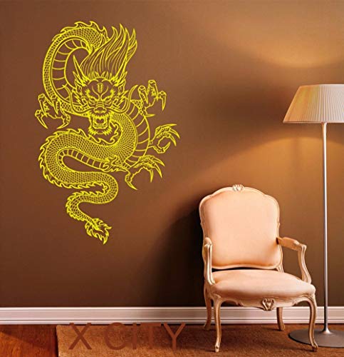 Wandaufkleber Wandtattoo Chinesischen Stil Drachen Vinyl Aufkleber Wasserdichte Kunst Wandbilder Home Decor Schlafzimmer Fertig Größe 59X90 Cm von TWYYDP