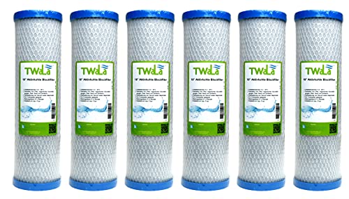 6x TWaLa Aktivkohleblockfilter 10 Zoll Wasserfilter 10 µm für Umkehrosmose, Hauswasseranlagen, Brunnenwasser zur Geschmacksneutralisierung und Geruchsneutralisierung Kokussnussschalen von TWaLa