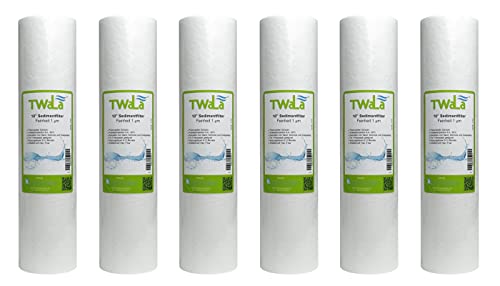 6x TWaLa Sediment Vorfilter Grobfilter 10 Zoll Wasserfilter 1 µm für Umkehrosmose, Hauswasseranlagen, Brunnenwasser zur Entfernung von Rostbelastung, Trübung und Schwebeteilchen Polypropylen von TWaLa
